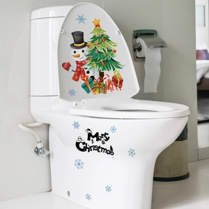 Stickers de Noël pour toilettes avec bonhomme de neige et sapin pour décor de fête