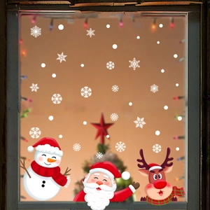 Christmas window stickers set with Santa, reindeer and snowman for festive glass decoration
