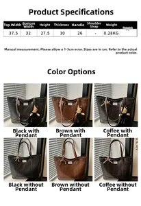 Detailed size chart and multi-color comparison of the minimalist retro embossed tote bag