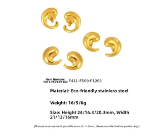 Detailed size and weight specs for gold water drop earrings in polished stainless steel