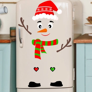 DIY Christmas snowman refrigerator wall stickers set with hat and scarf decorations