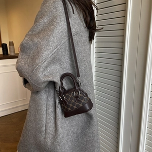 Mini sac bandoulière rétro monogramme avec bordure en cuir et poignées robustes