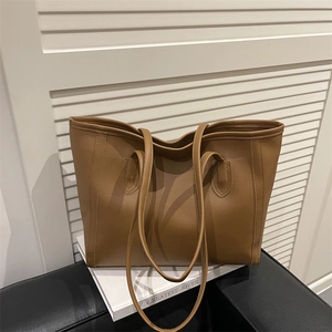 Große Kapazität Tote Bag PU Leder Retro Minimalistische Schultertasche Für Frauen Pendler Lässig Mode