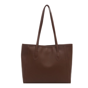 Sac fourre-tout vintage en cuir PU marron foncé avec poignées renforcées pour le quotidien