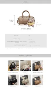 Detailed size specifications for a Boston handbag with 21cm width and 11cm height