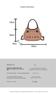 Tableau des dimensions détaillées du sac chat en cuir PU avec spécifications de taille