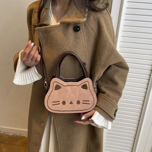 Sac bandoulière chat rose pour filles avec broderie et détails de bandoulière en chaîne