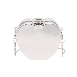 Sac bandoulière argenté en forme de pomme en acrylique avec fini brillant pour femme