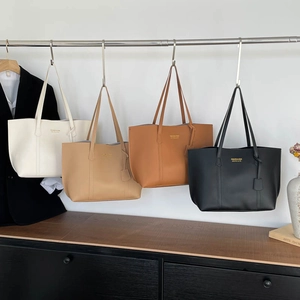 Retro minimalist tote bags in four solid colors with stylish litchi grain texture