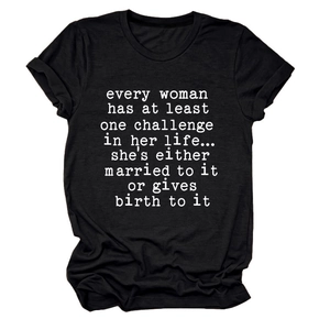 Detail of soft black cotton t-shirt with white typewriter font humorous quote print