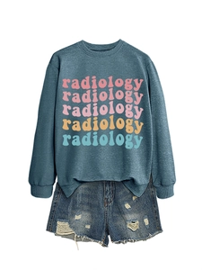 Detail of radiology colorful gradient print on long-sleeved casual sweatshirt top