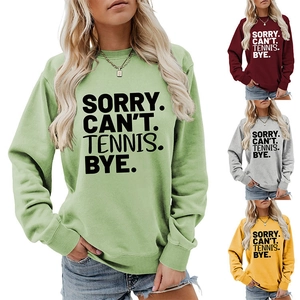 Detailansicht der Baumwoll-Sweatshirt-Farben mit Sorry Can't Tennis Slogan