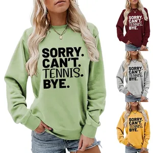 Damen Sweatshirt Und Shorts Rundhalsausschnitt Langarm Baumwollmischung Tennis Briefdruck Locker Casual Sportlich Streetwear