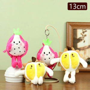 Pendentifs en peluche fruits pitaya et durian avec porte-clés, hauteur de 13 cm