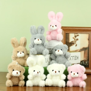 Schattige pluche konijn en teddybeer hangers in diverse kleuren met metalen ketting
