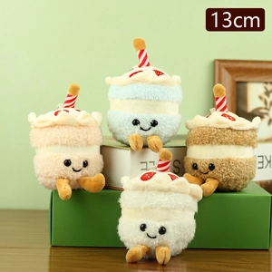 Süße 13cm Cartoon Plüsch Dessert Milchtee Tassen Schlüsselanhänger in vier Pastellfarben