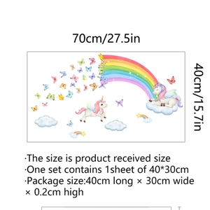 Leuchtende Cartoon Einhorn und Regenbogen Wandtattoo Set für Kinderzimmer 70x40cm