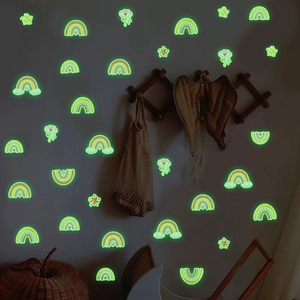 Luminous Wall Stickers Glow In The Dark PVC Rainbow Cloud Star Heart Decals For Kids Room Nursery Boho Style Decor