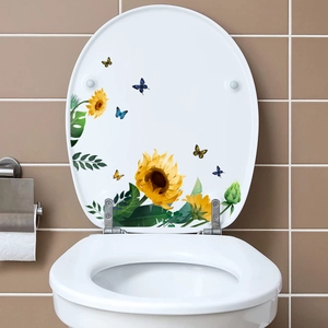 Adesivi murali autoadesivi con girasoli e farfalle per decorare il sedile del WC in bagno