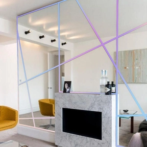 Modern geometric mirror wall stickers with luminous colorful vine lines for home decor