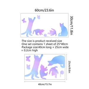 Spécifications de taille pour les stickers muraux chat et papillon bleu lumineux