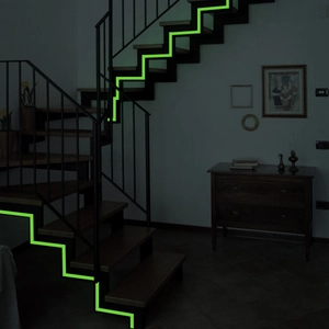 Glow-in-the-dark green luminous tape for home stairs edge safety and night visibility