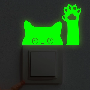 Stickers Muraux Chat Papillon Lumineux Dans Le Noir PVC Décalcomanies Animaux Irisés Pour Chambre D'Enfant Salon Décor