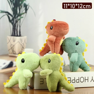 Lot de quatre porte-clés dinosaures en peluche colorés, dimensions 11x10x12cm