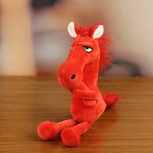 Red Year of the Horse plush toy with unique facial expression and soft texture