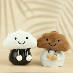 Cute Cloud Plush Keychain Soft Stuffed Doll Hanging Bag Ornament For Women Girls Key Ring Backpack Charm Gift