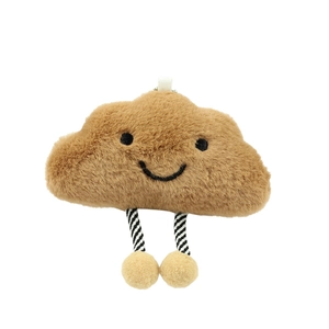 Cute brown plush cloud keychain with striped legs for handbags and backpack charms