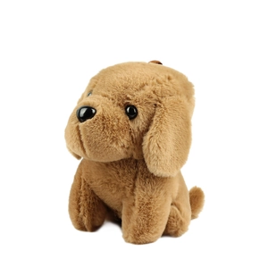 Portachiavi a forma di cucciolo di peluche marrone chiaro in tessuto morbido