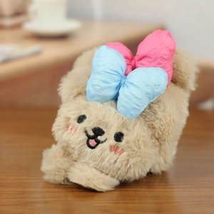 Plüsch-Teddybär-Schlüsselanhänger mit rosa Schleifen und weichem braunem Kunstpelz