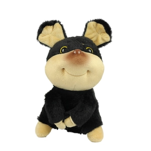 Simpatico portachiavi a forma di cane ape in peluche nero e giallo per borse