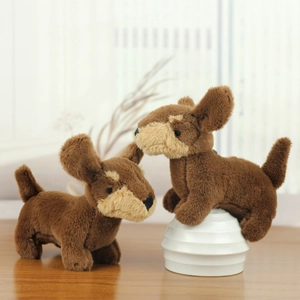 Porte-clés en Peluche Chiot Teckel Mignon Animal en Peluche Doux Pendentif de Chien Pour Décoration de Sac Cadeau Enfants Filles Marron