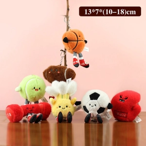 Collection de porte-clés en peluche sport mignons : basket, tennis et ballon de foot