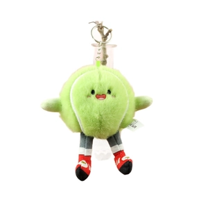Pendentif mignon en peluche tennis verte avec coutures blanches et baskets rouges de sac
