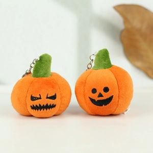 Funny Halloween pumpkin plush keychains with cute ghost and smiling facial expressions