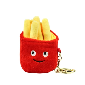 Simpatico portachiavi di peluche a forma di patatine fritte con moschettone dorato