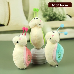 Porte-clés escargot en peluche rose, vert et bleu pour sacs, texture douce de 16cm