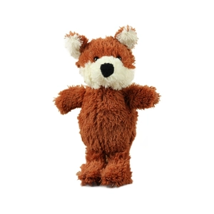 Cute plush fox keychain charm with soft reddish-brown fur and white facial accents