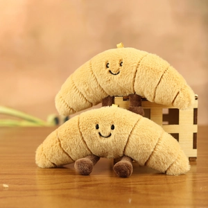 Cute Croissant Plush Keychain Soft Smiling Bread Toy Pendant For Bag Backpack Charm Gift Small Bread Doll Decoration