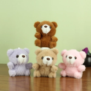 Mignon Porte-clés Ours en Peluche Poupée Animale en Fausse Fourrure Charme de Sac Pour Femmes Filles Jouet Rembourré Doux Cadeau