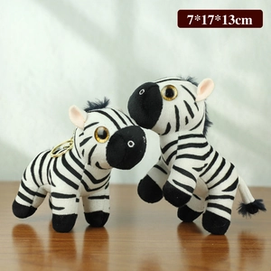 Süßer Zebra-Plüschtier-Anhänger mit schwarz-weißen Streifen und glänzenden Augen