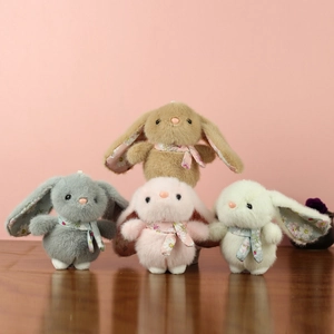 Pastoraler Floraler Hase Plüschtier Anhänger Süße Weiche Gefüllte Häschenpuppe Schultaschen Schlüsselanhänger Zubehör Für Kinder Mädchen Geschenk