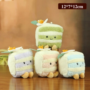 Cute macaron color plush cake pendants set in green purple pink and blue for bag decor