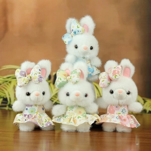 Süßer Plüsch Hase Schlüsselanhänger Blumenkleid Kaninchen Anhänger Weiches Stofftier Tasche Charme Für Mädchen Damen Geschenk