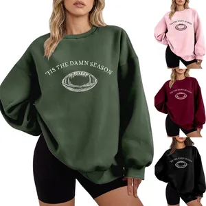 Women's Casual Crewneck Sweatshirt 'Tis The Damn Season Football Print Oversized Long Sleeve Pullover Autumn Winter Cotton Blend Top