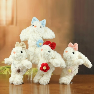 Simpatico Portachiavi in Peluche a Forma di Coniglio con Orecchie Lunghe Ciondolo per Borsa con Fiocco in Maglia Regalo per Donne Ragazze