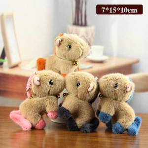 Set of four colorful capybara plush keychains with bells, 7x15x10cm size for bags